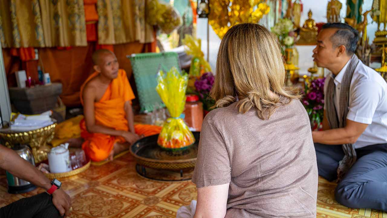 Monk blessing ceremony in Cambodia